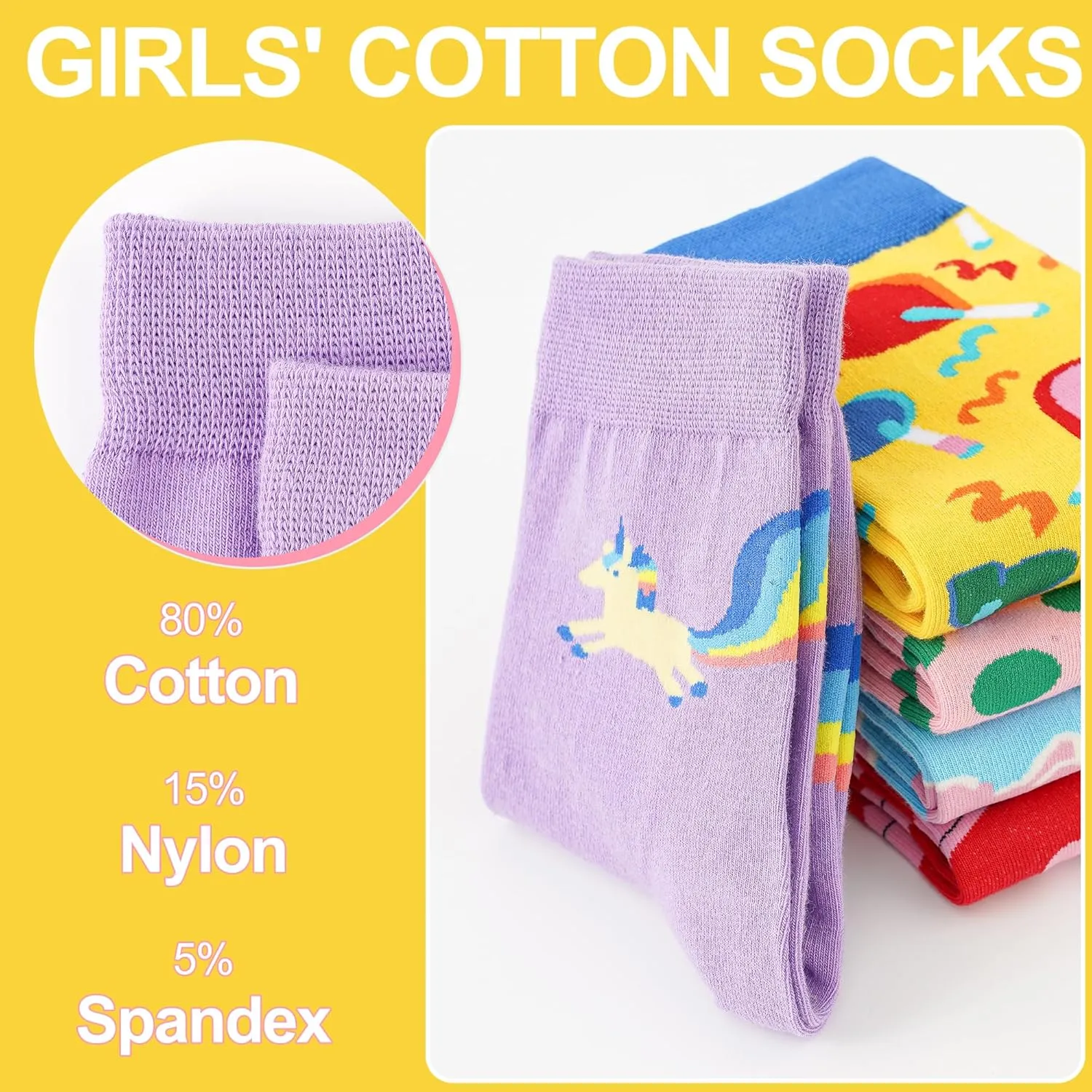 BISOUSOX Girls Socks 6-8 Years Old Unicorn Fun Crazy Novelty Funny Silly Socks for Kids Boy Girl Birthday Christmas Gift