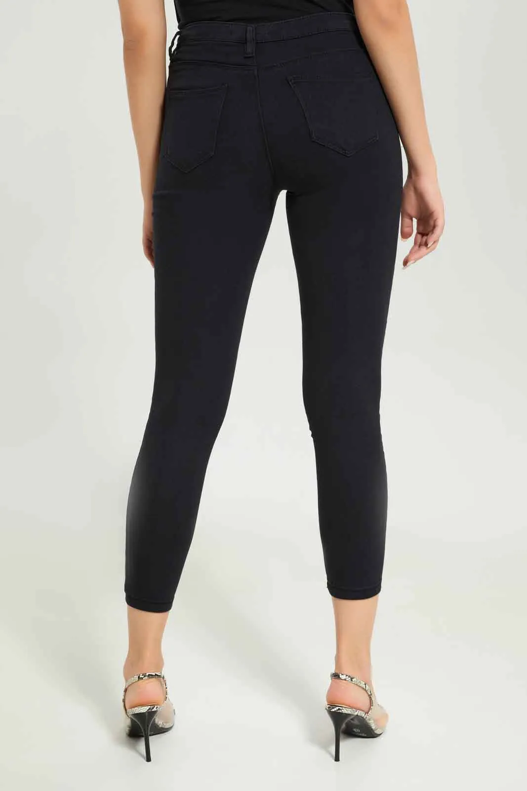 Black Skinny Mid Waist Jeans