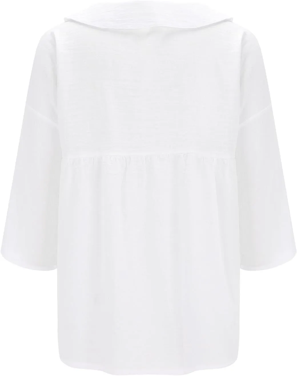 Boho Blouses for Women Plus Size Linen 3/4 Sleeve Button Up V-Neck Boxy Tops Summer Loose Casual Vacation Beach Shirts Tops
