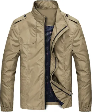 Bomber Jacket Men Full Zip Jackets Lightweight Coat Casual Windbreaker Slim Biker Jacket Fall Trendy Tops Outerwears