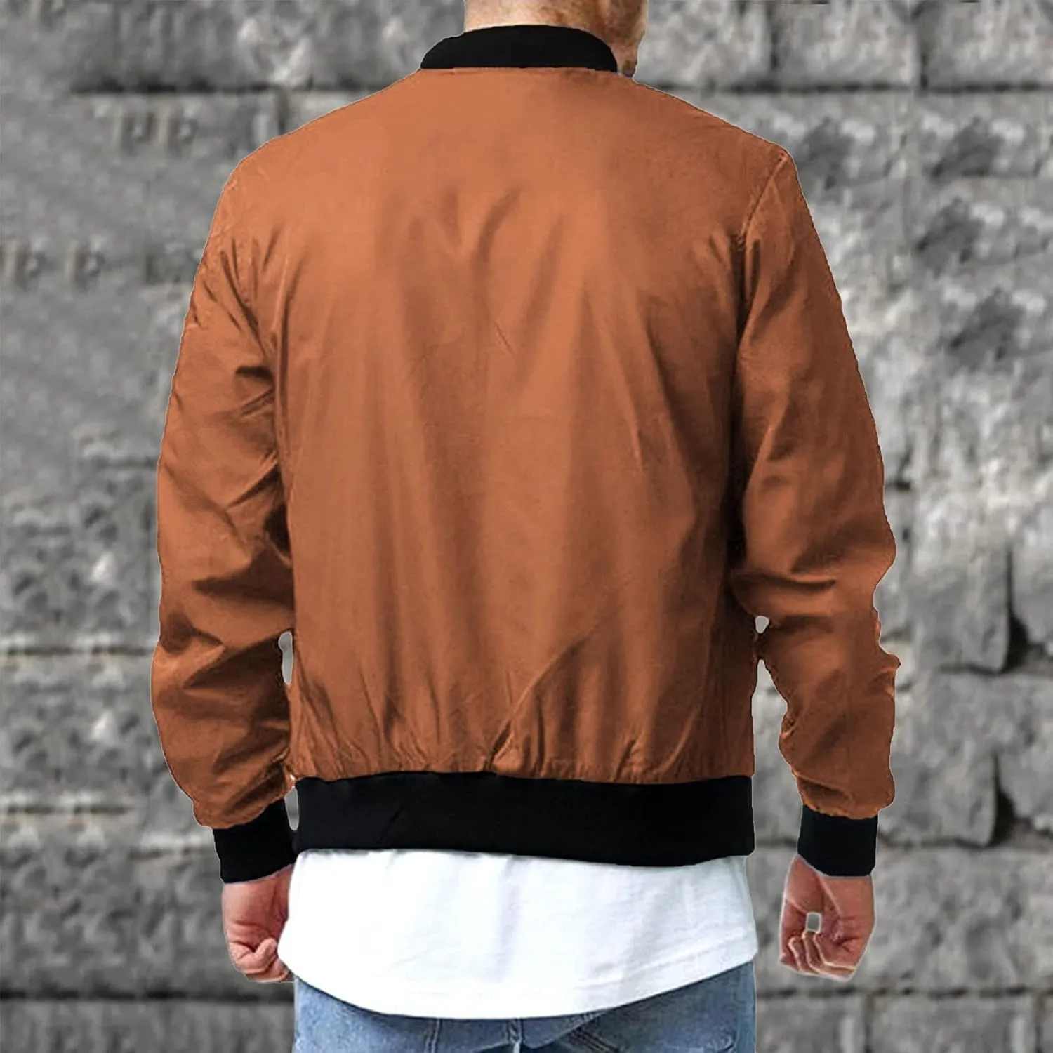 Bomber Jacket Men Men's Bomber Jacket Lightweight Windbreaker Flight Jacket Zip Up Active Coat Spring Fall Outwear