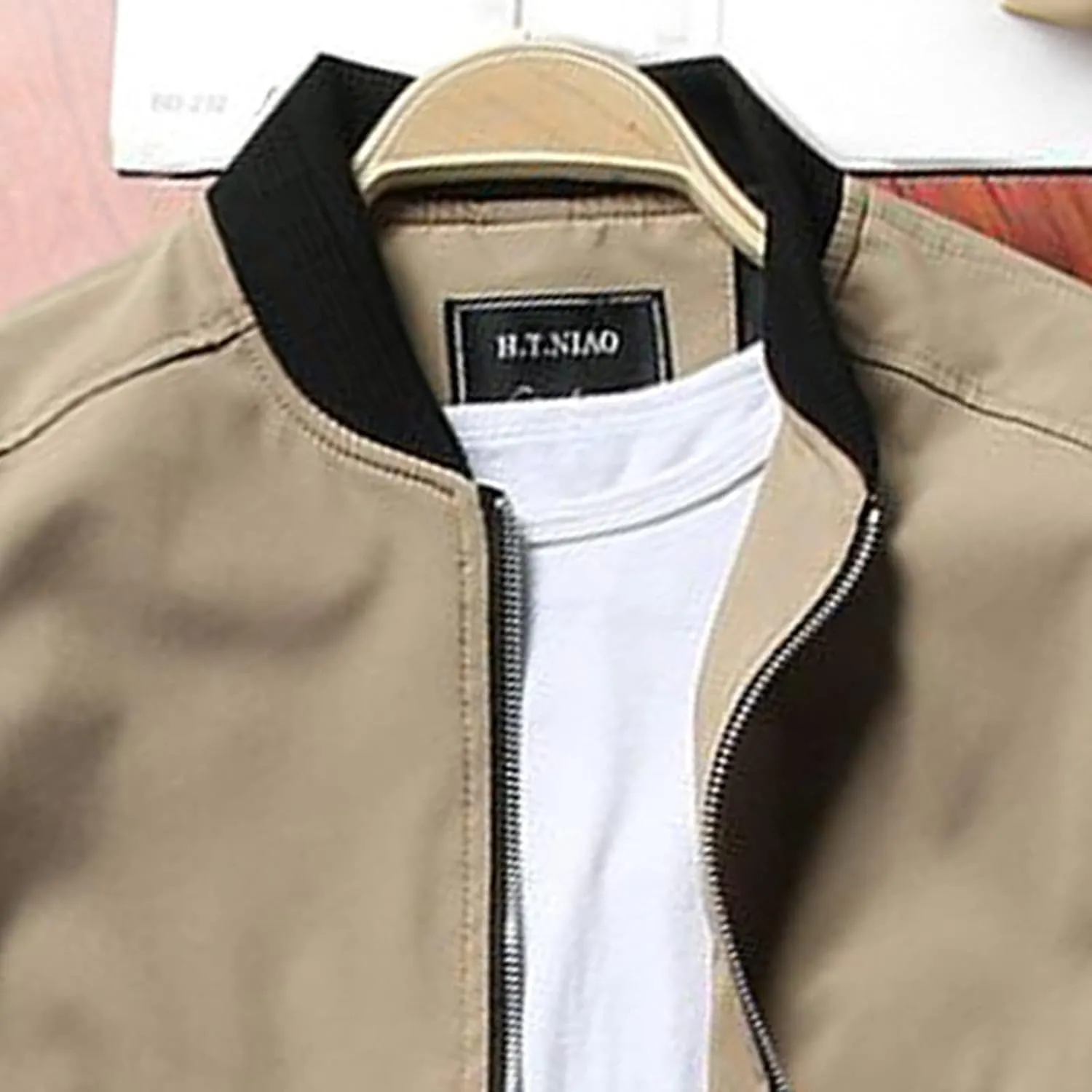 Bomber Jacket Men Men's Lightweight Jacket Casual Spring Fall Windbreaker Bomber Zip Up Coat with Pocket