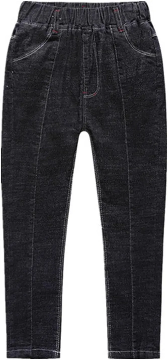Boy's Skinny Fit Jeans Elastic Wasit Straight Leg Denim Pants Stretch Casual Comfort Trousers with Pockets Kids Clothes
