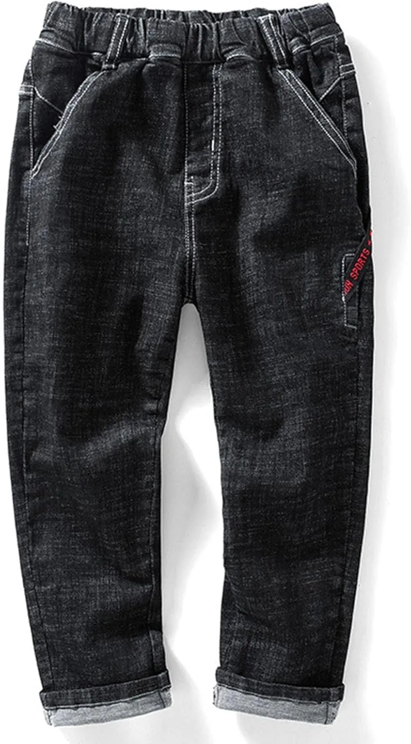 Boy's Skinny Fit Jeans Elastic Wasit Straight Leg Denim Pants Stretch Casual Comfort Trousers with Pockets Kids Clothes