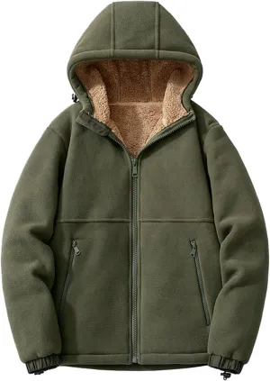 Boys Winter Coat Fleece Warm Sherpa Lined Zip Up Hooded Jackets Plus Size Thicken Long Sleeve Hoodies With Pockets