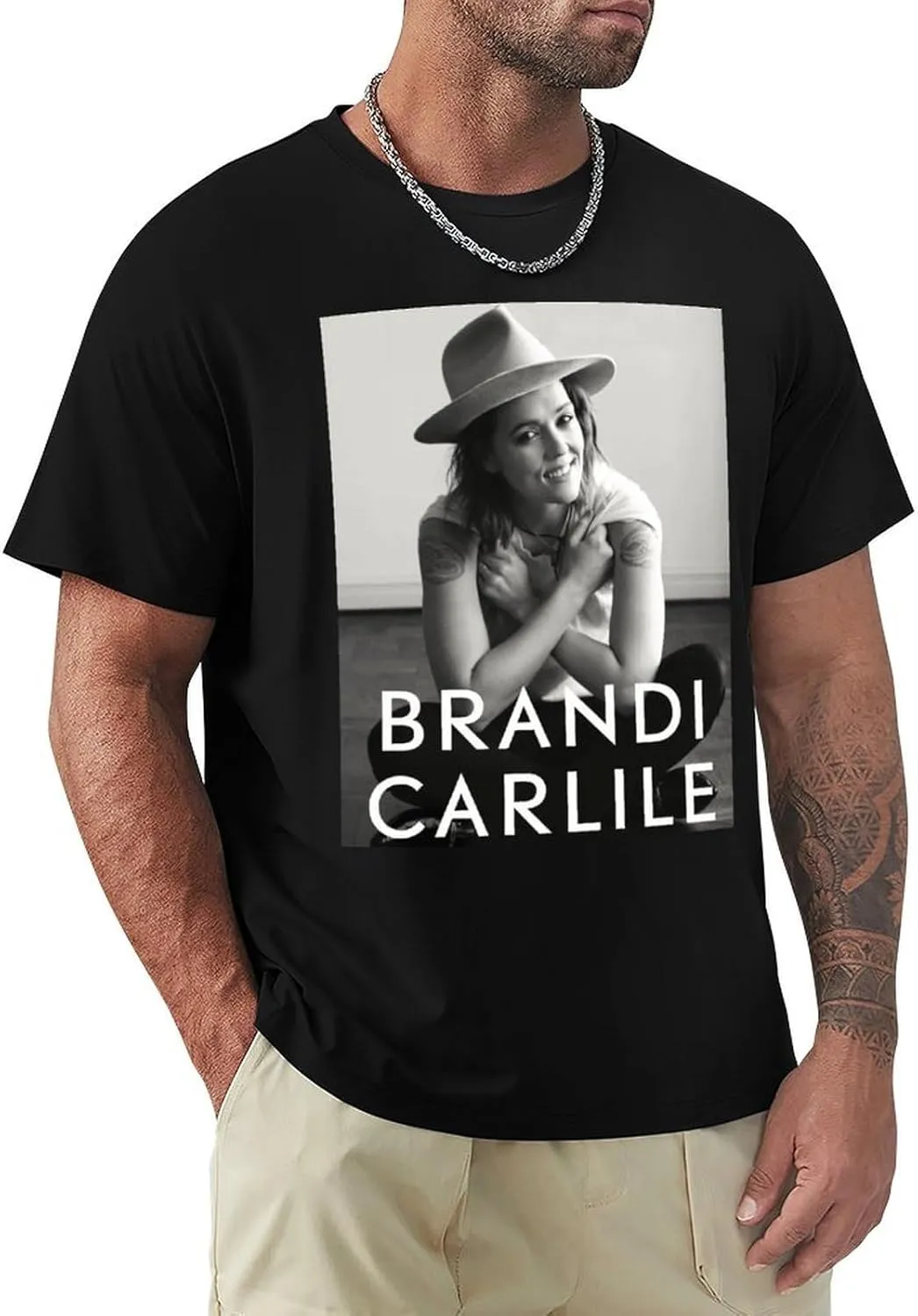 Brandi Music Carlile Men'S T-Shirts Classic Crewneck Casual Short Shirt Cotton Teens Tee Tops