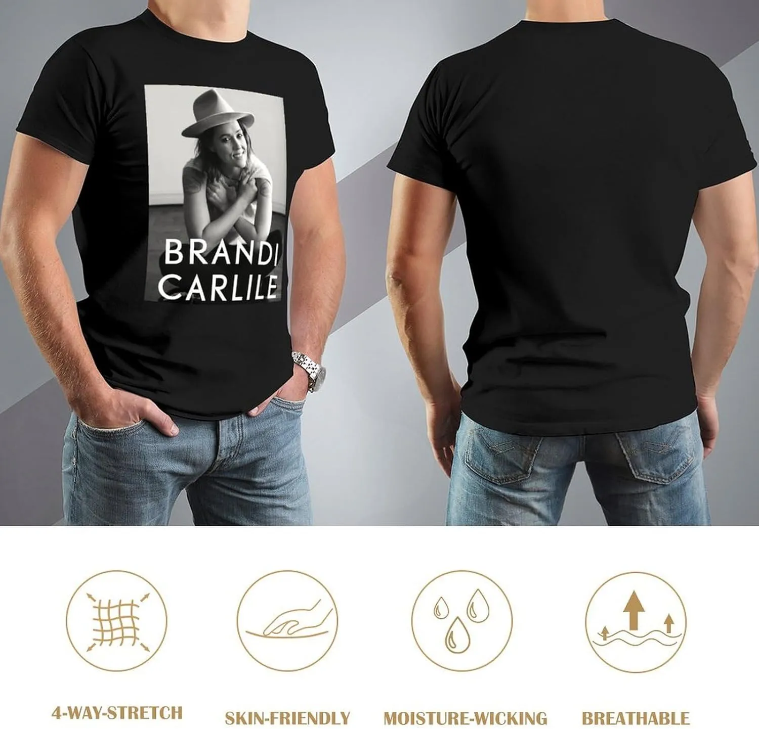 Brandi Music Carlile Men'S T-Shirts Classic Crewneck Casual Short Shirt Cotton Teens Tee Tops