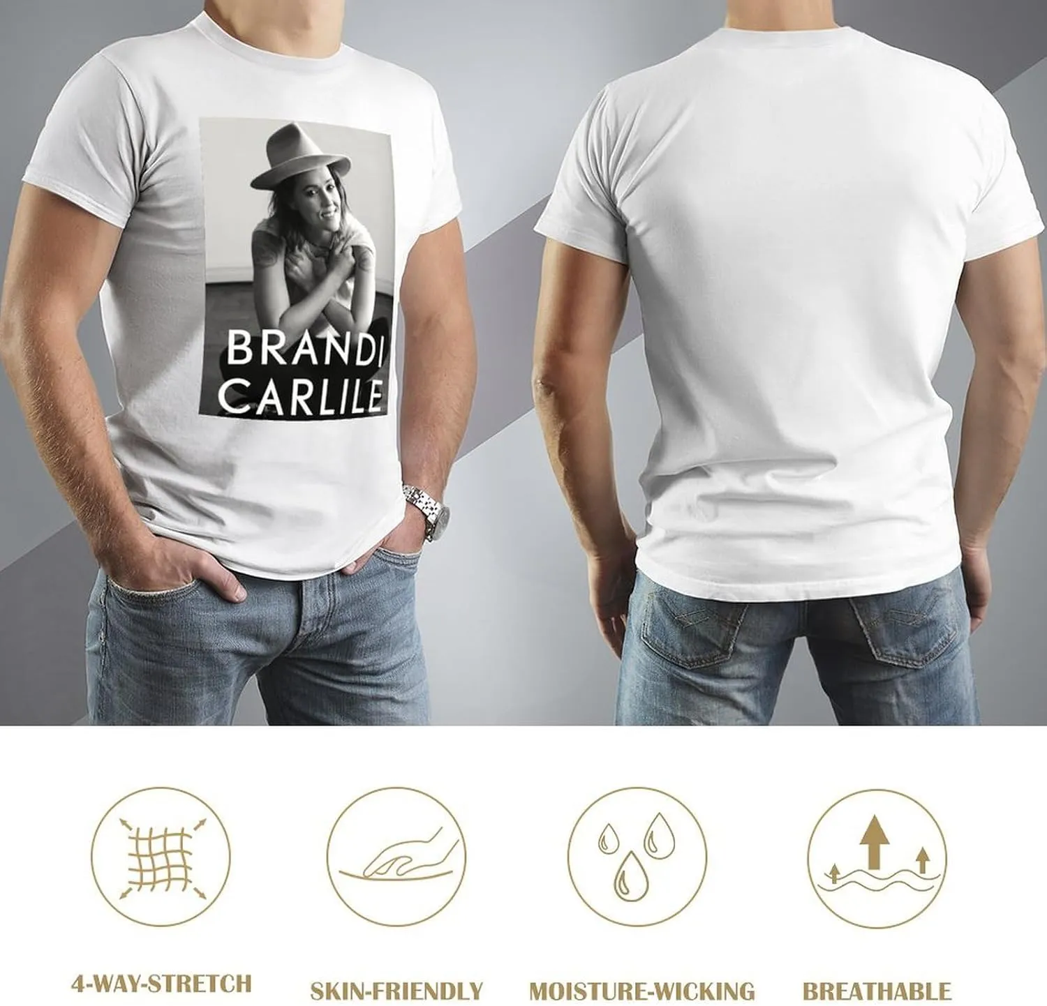 Brandi Music Carlile Men'S T-Shirts Classic Crewneck Casual Short Shirt Cotton Teens Tee Tops