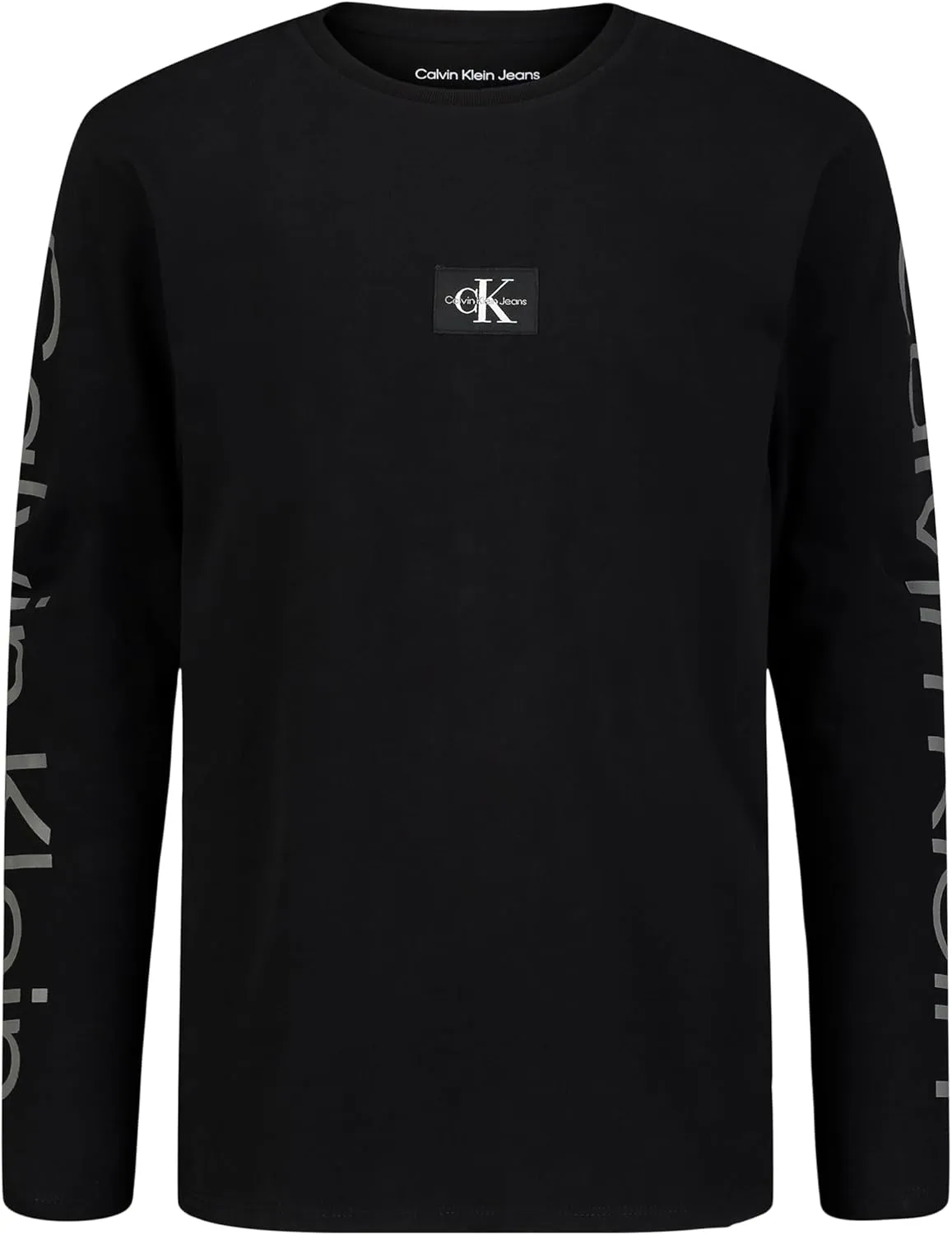Calvin Klein Boys' Long Sleeve Crew Neck T-Shirt, Soft, Comfortable, Relaxed Fit