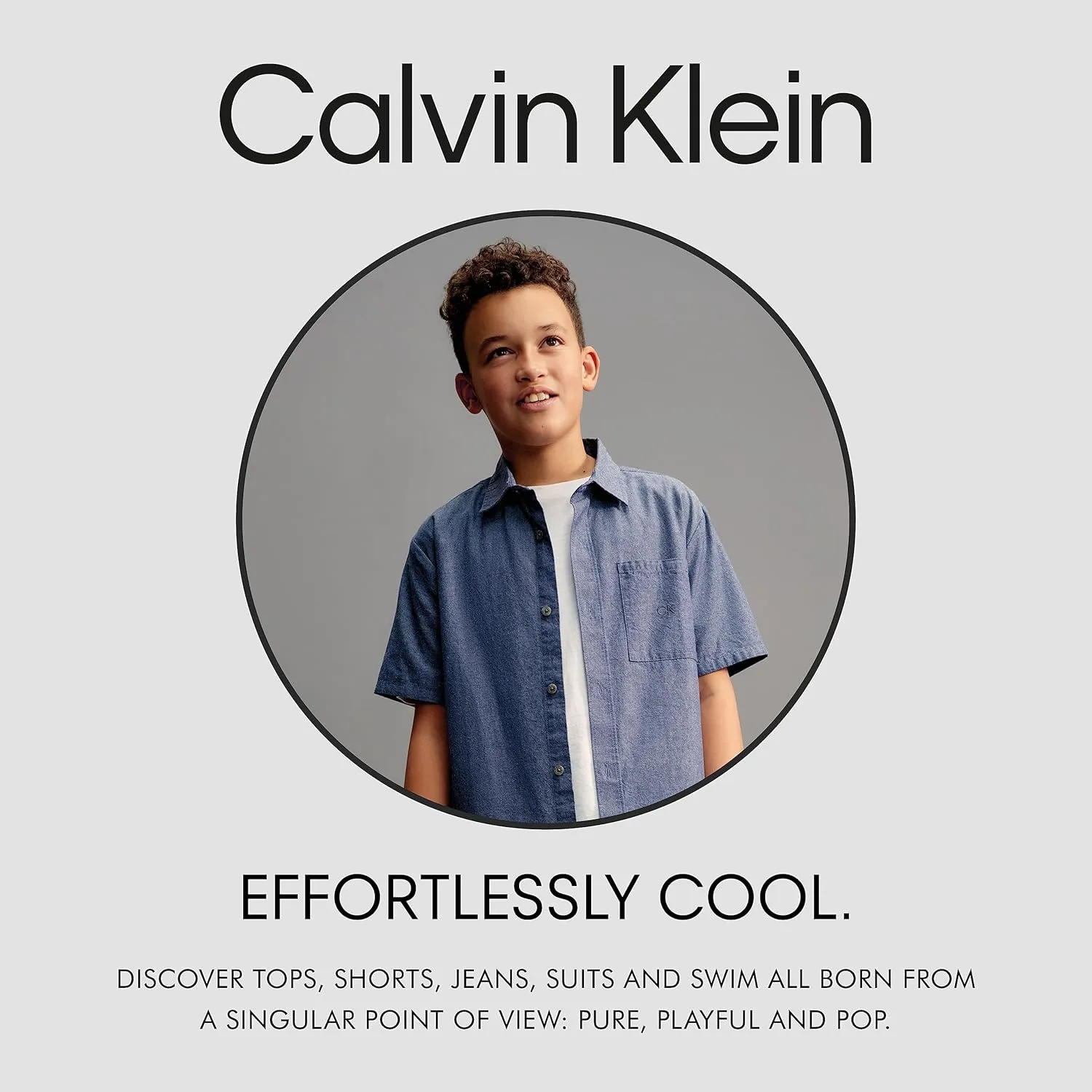 Calvin Klein Boys' Long Sleeve Crew Neck T-Shirt, Soft, Comfortable, Relaxed Fit
