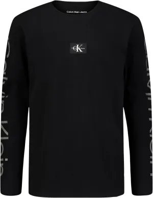 Calvin Klein Boys' Long Sleeve Crew Neck T-Shirt, Soft, Comfortable, Relaxed Fit