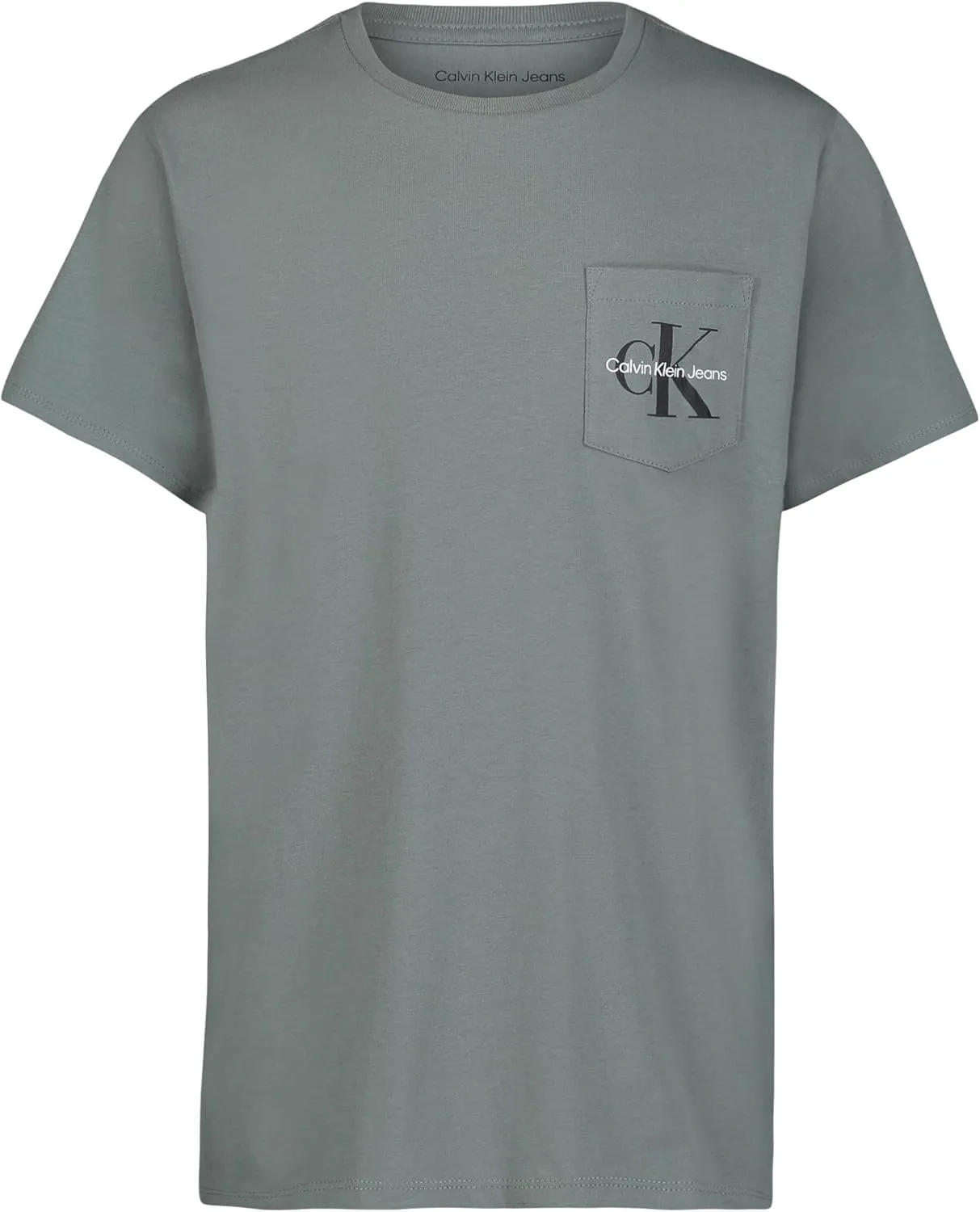 Calvin Klein Boys' Short Sleeve Pocket Logo Crew Neck T-Shirt, Soft, Comfortable, Relaxed Fit