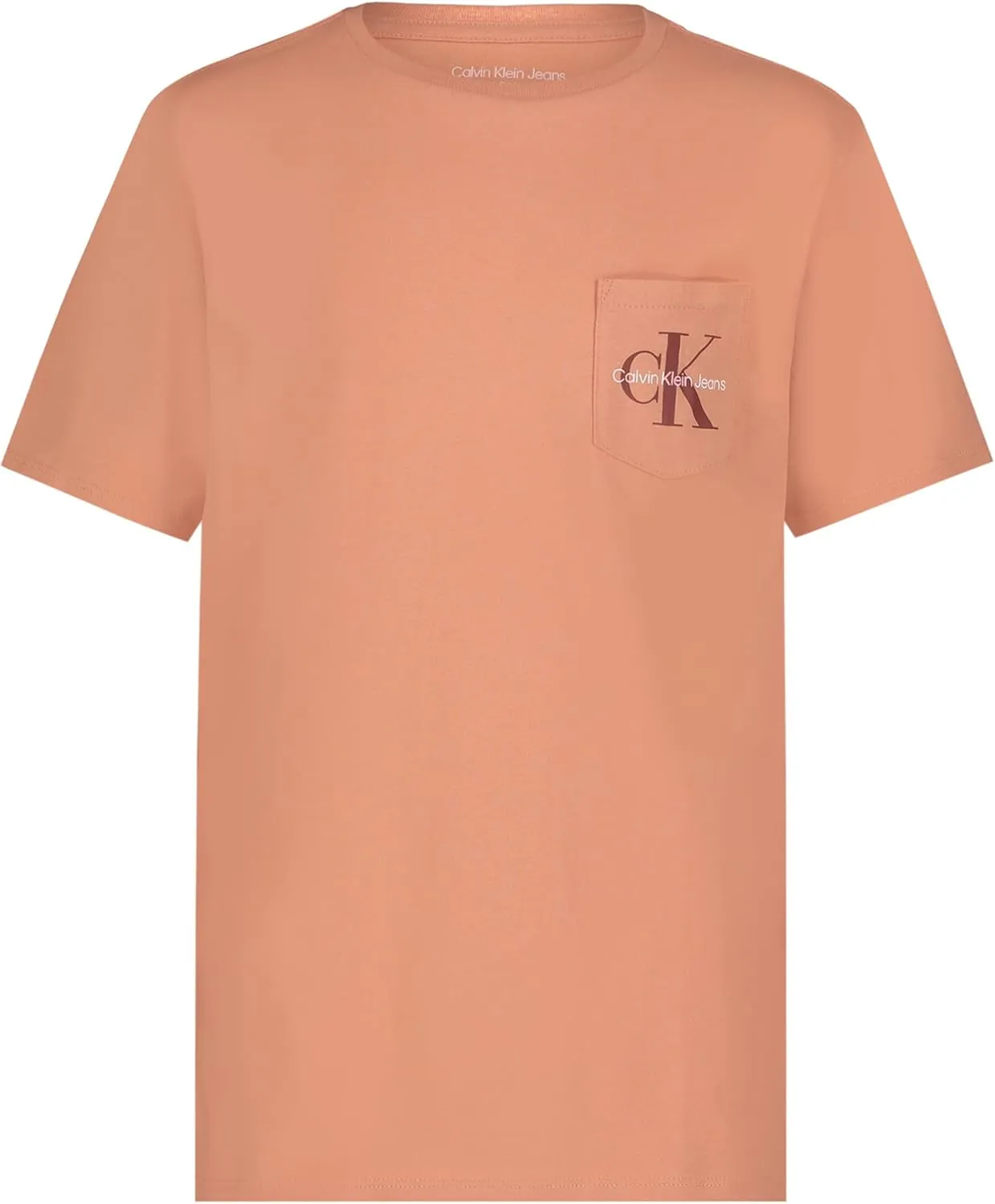 Calvin Klein Boys' Short Sleeve Pocket Logo Crew Neck T-Shirt, Soft, Comfortable, Relaxed Fit