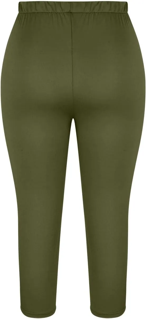 Capri Leggings for Women Tummy Control Knee Length Cropped Pants Casual Solid Cutout Yoga Short Solid Lounge Pajams