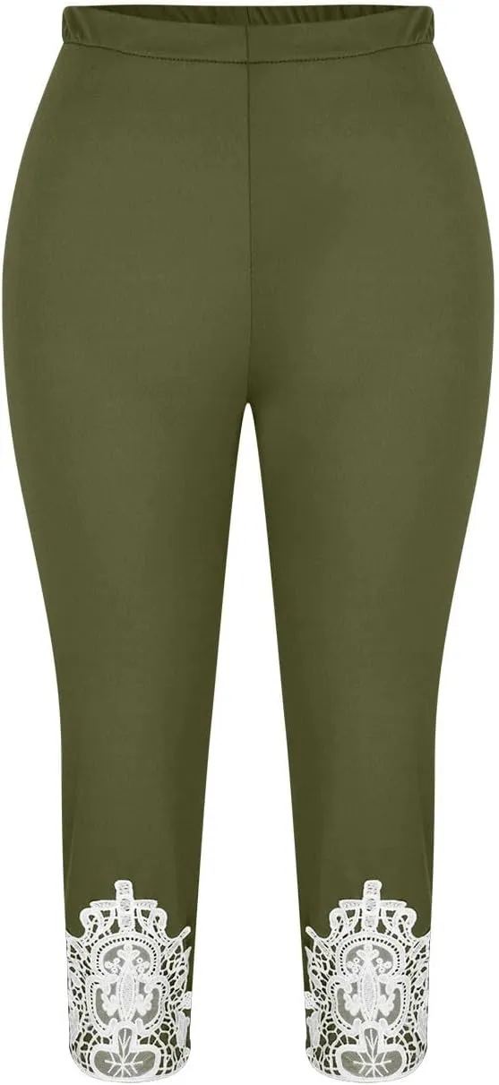 Capri Leggings for Women Tummy Control Knee Length Cropped Pants Casual Solid Cutout Yoga Short Solid Lounge Pajams