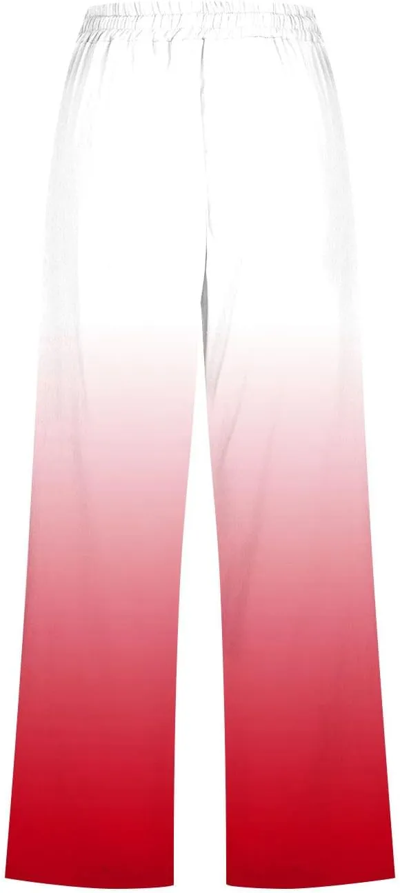 Capri Pants for Women Casual Summer 2025 Straight Wide Leg Loose Drawstring Elastic Waist Gradient Capris Trousers
