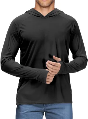 Casual Pullover Hoodies for Men Solid Color Sun Protection Sweatshirts Long Sleeve Fishing Shirt for Outdoor Climbing