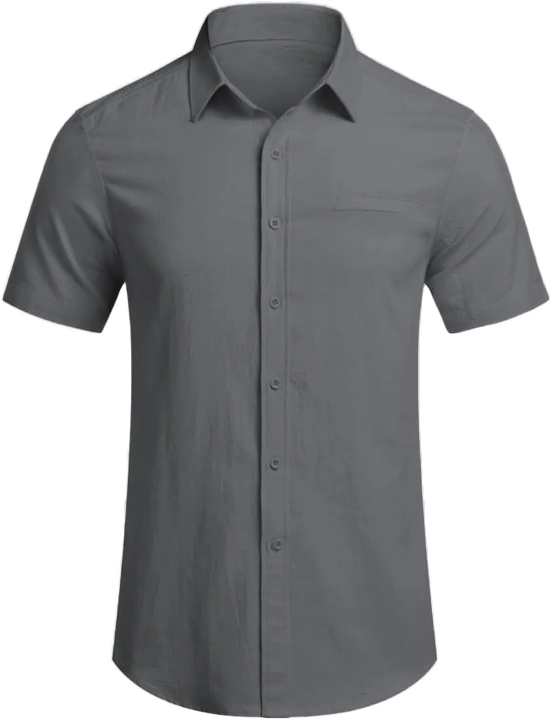 Casual Work Linen Shirts for Men Stylish Short Sleeve Formal Business T-Shirt Button Down Summer Office Wedding Tops