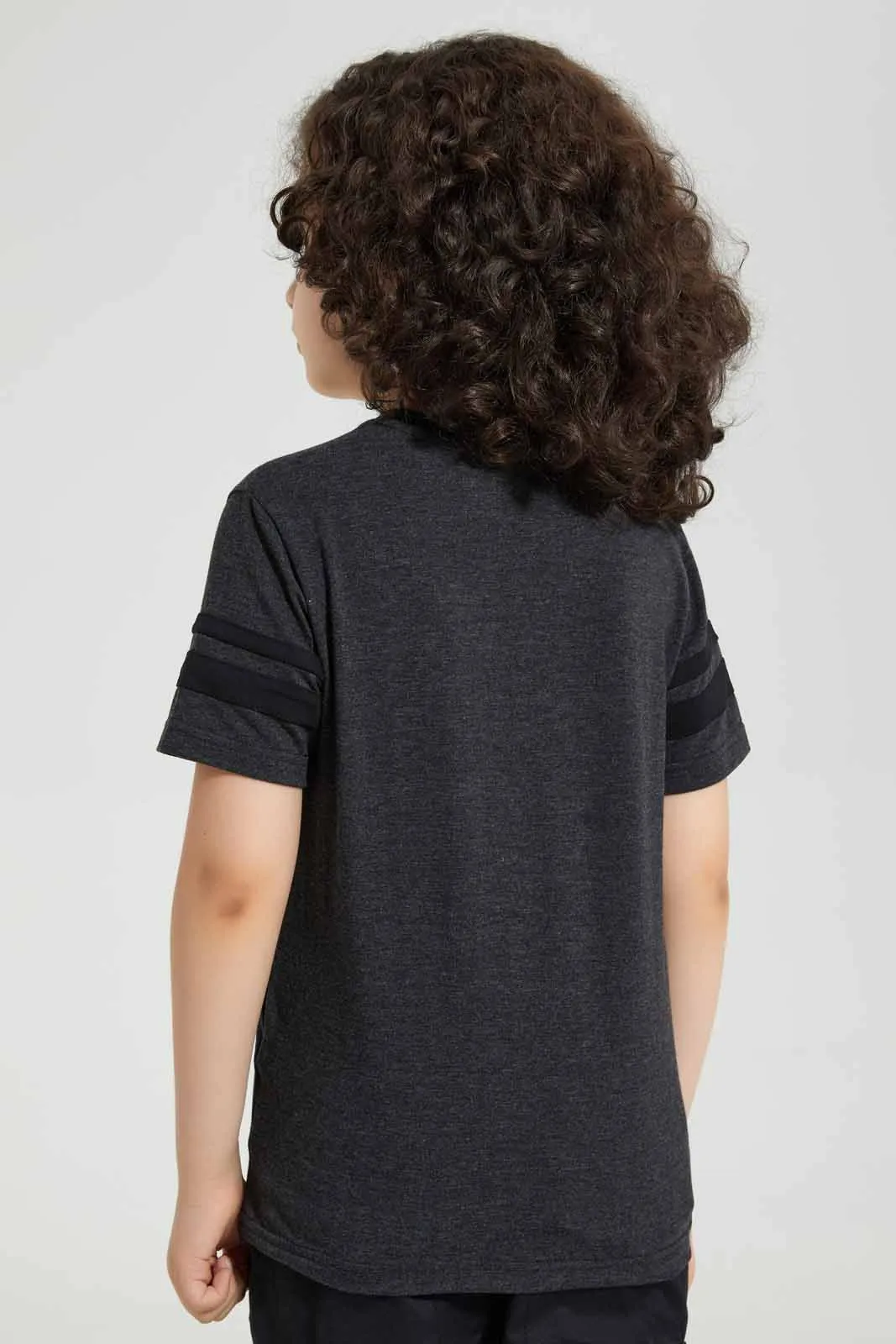 Charcoal And Yellow V-Neck T-Shirt (Pack of 2)