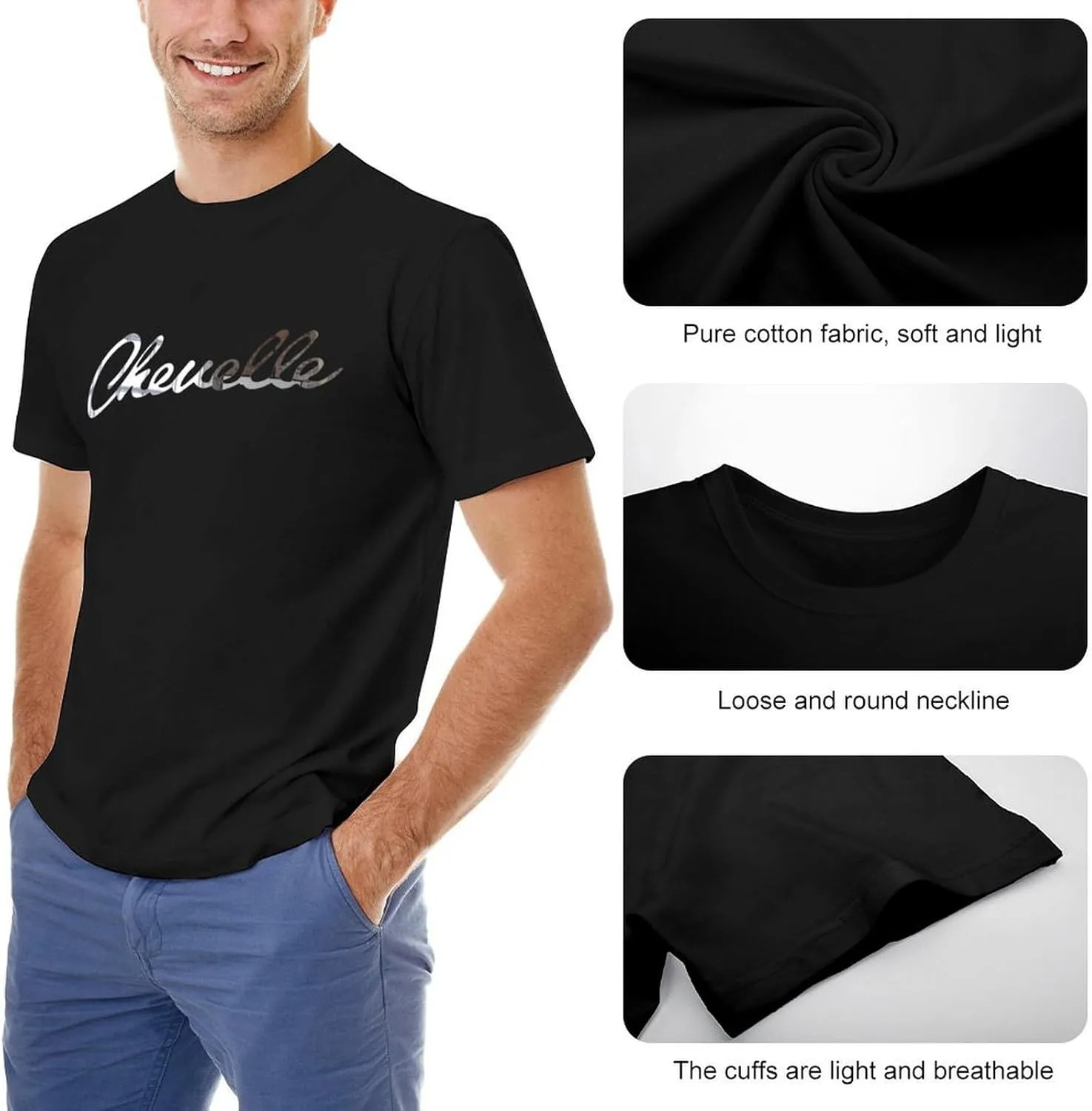 Chevelles Men'S T-Shirts Casual Cotton Short Shirt Classic Crewneck Teens Tee Tops