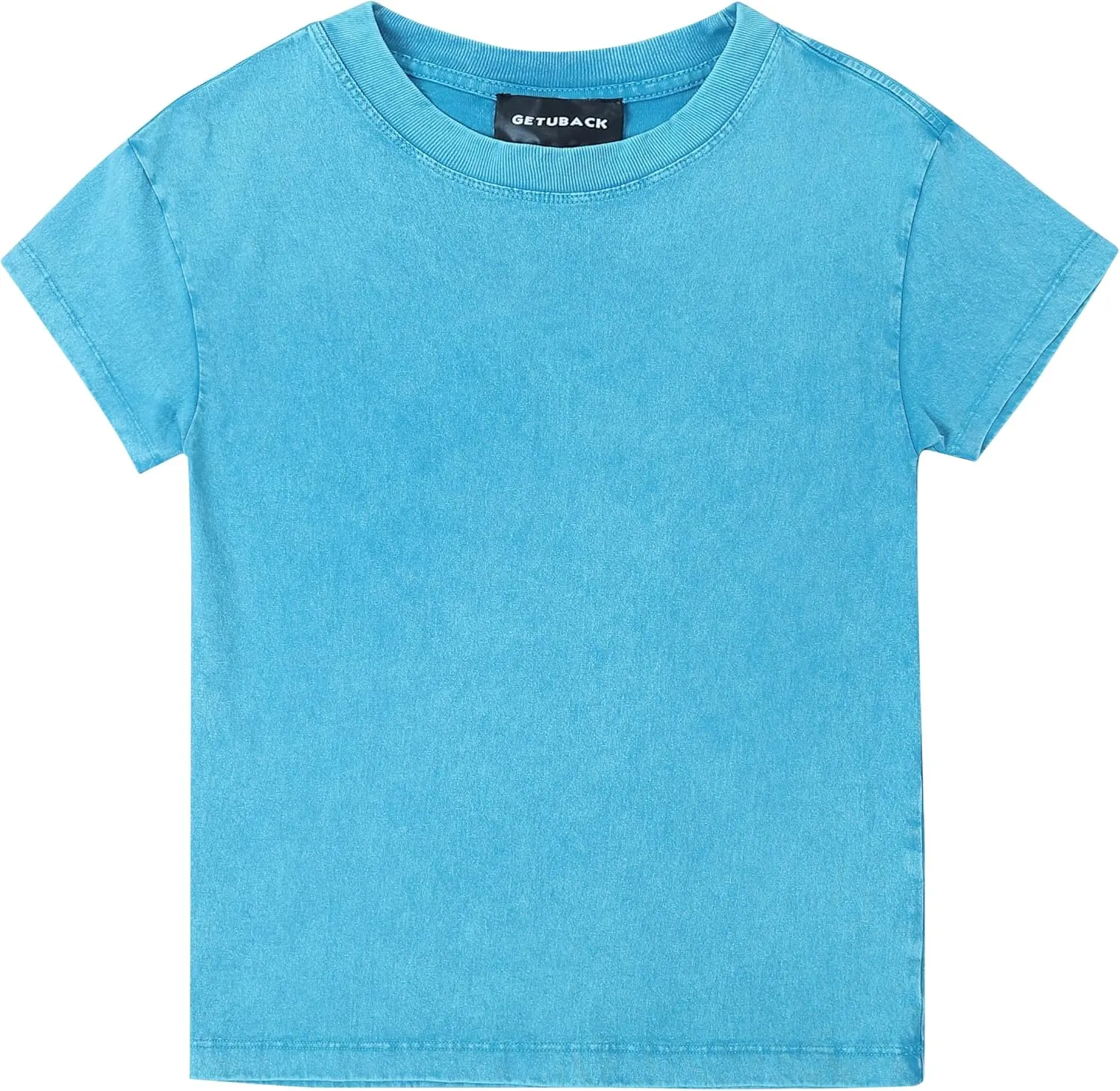 Children Boys Girls Washed Vintage T-Shirt Summer Casual T Shirts Thick Short Sleeve Loose Crew Neck Cotton Tops