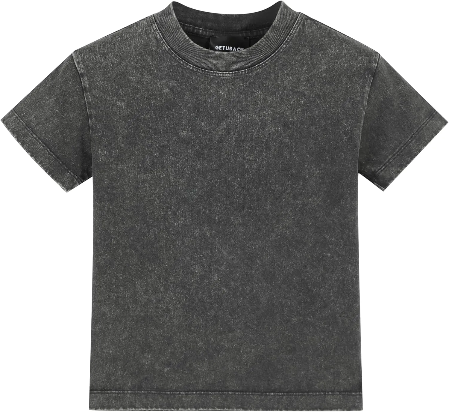 Children Boys Girls Washed Vintage T-Shirt Summer Casual T Shirts Thick Short Sleeve Loose Crew Neck Cotton Tops