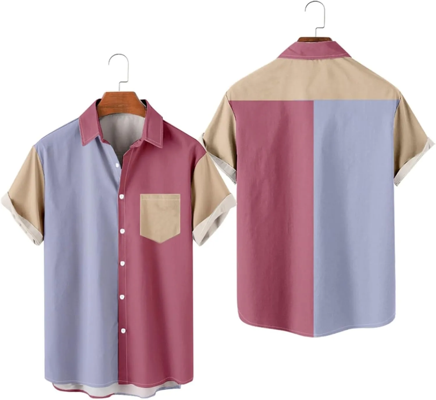 Collared Shirt Men Short Sleeve Button Down Big and Tall Pocket Casual Summer Beach Tee Shirts Cruise Fashion Trendy Tshirts