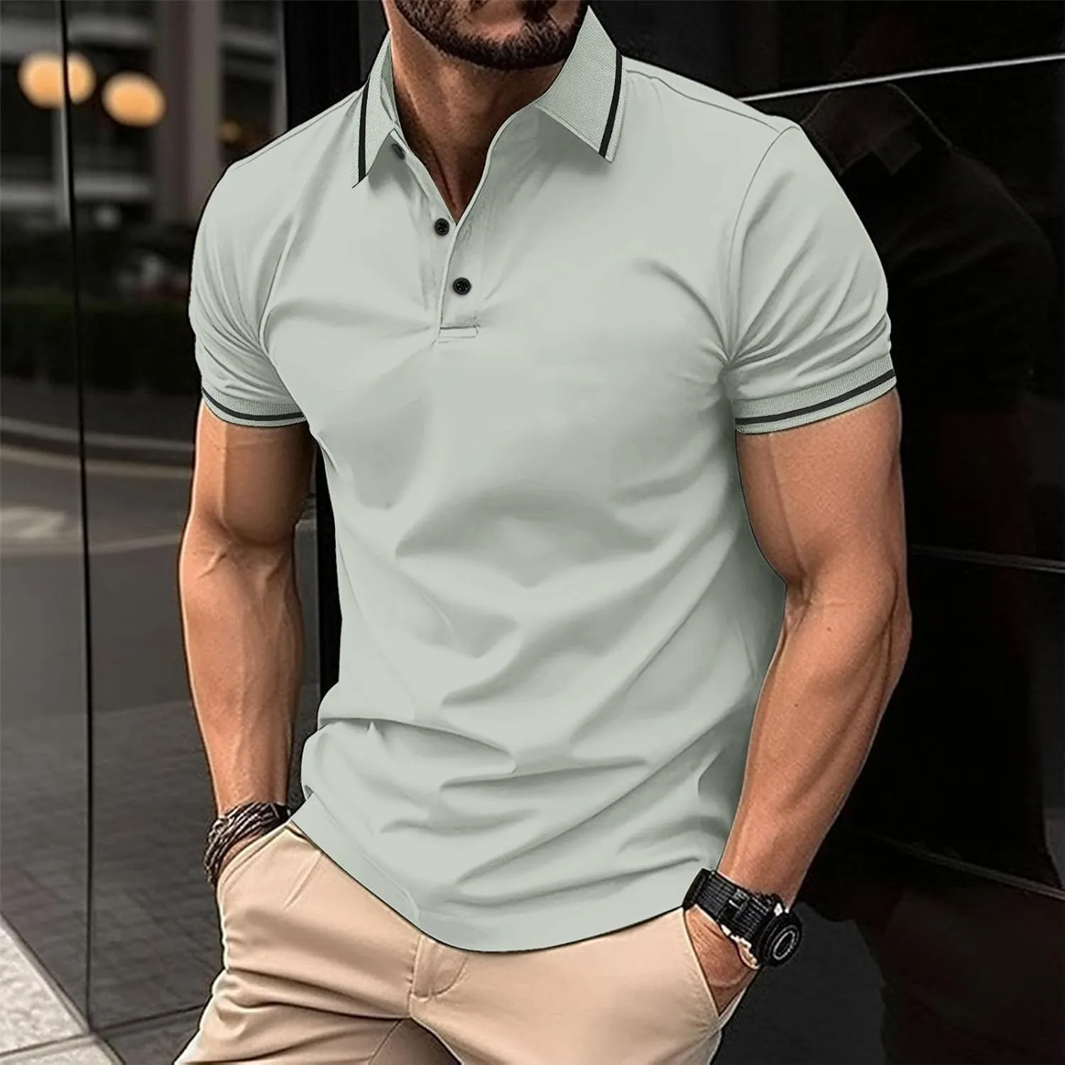 Collared Shirt Men Short Sleeve Button Down Big and Tall Pocket Casual Summer Beach Tee Shirts Cruise Fashion Trendy Tshirts