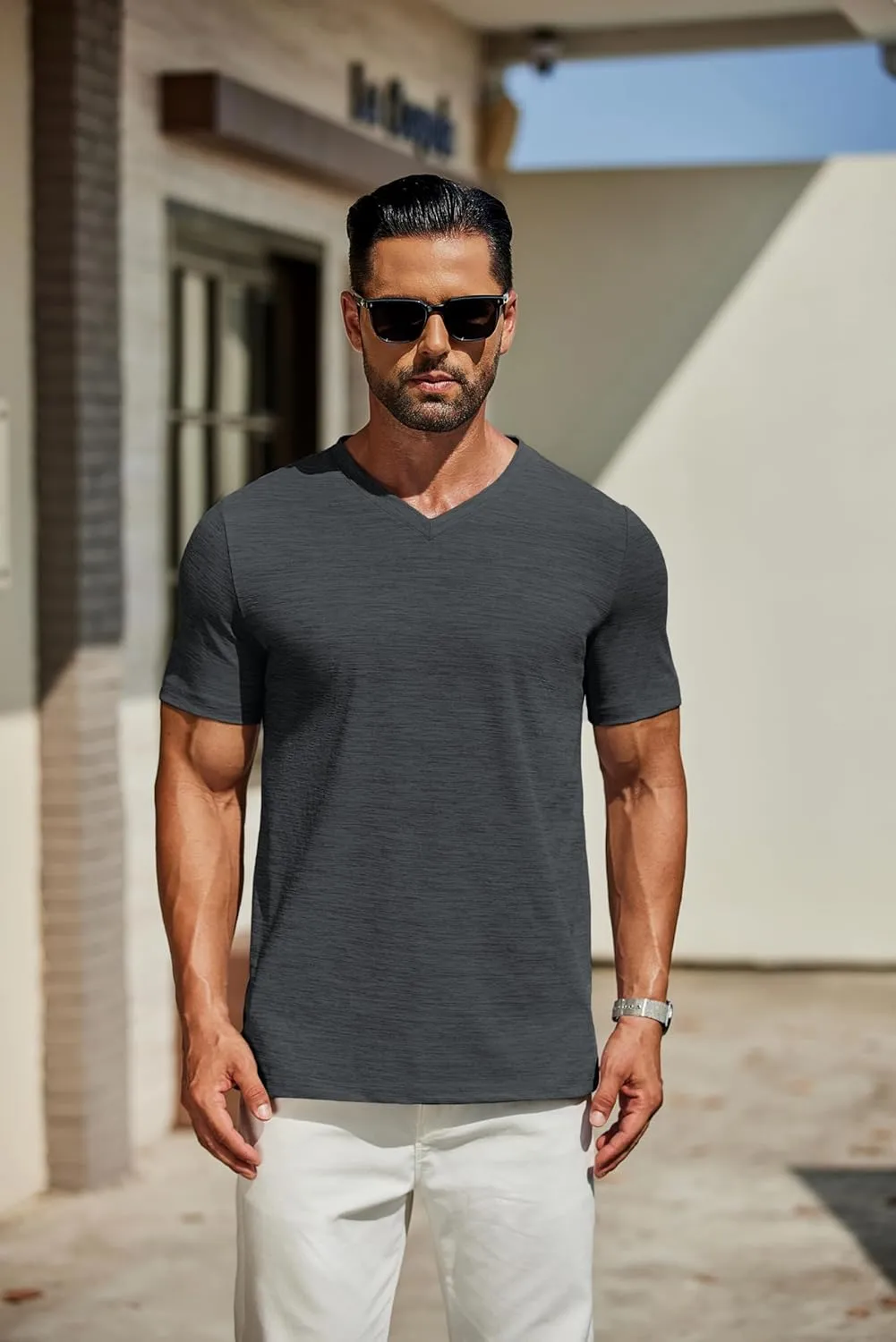 COOFANDY Men's T Shirts Short Sleeve Classic V Neck T-Shirt Casual Summer Basic Tee Shirt