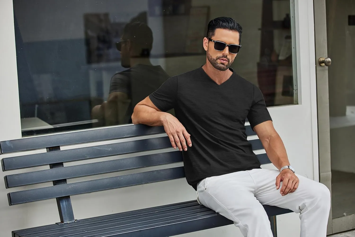 COOFANDY Men's T Shirts Short Sleeve Classic V Neck T-Shirt Casual Summer Basic Tee Shirt