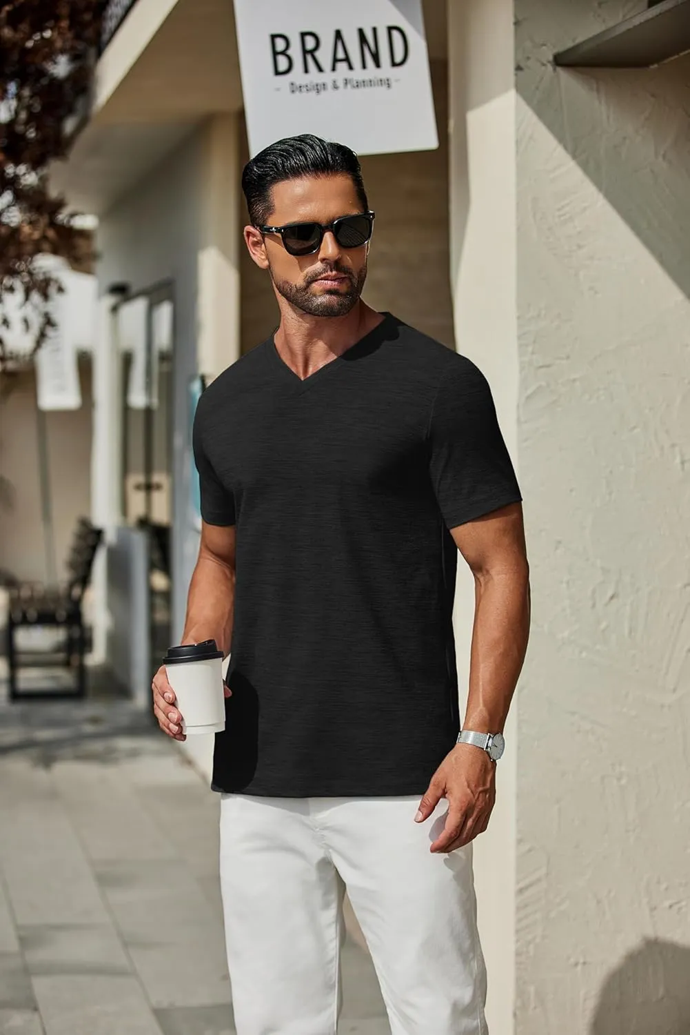 COOFANDY Men's T Shirts Short Sleeve Classic V Neck T-Shirt Casual Summer Basic Tee Shirt