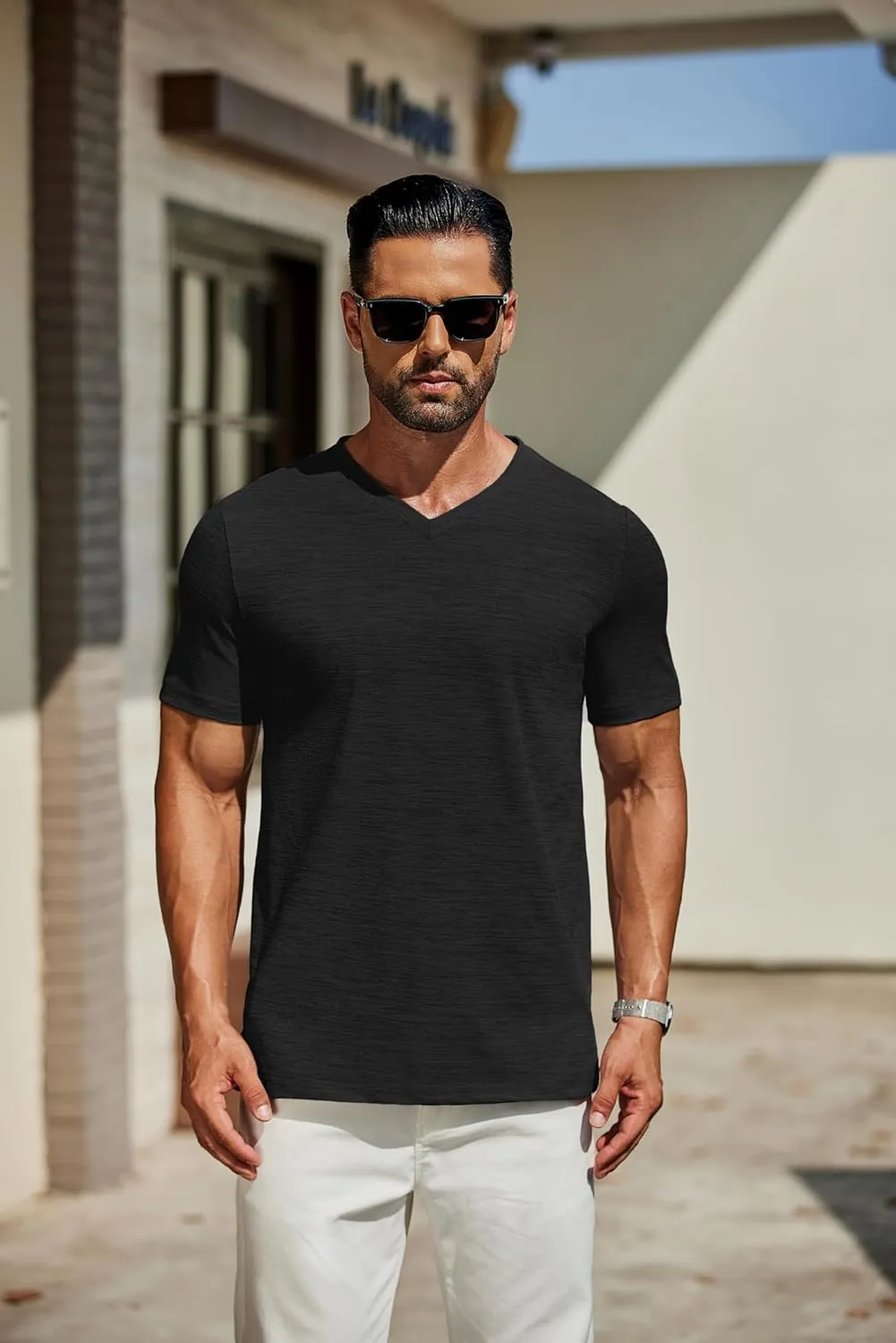 COOFANDY Men's T Shirts Short Sleeve Classic V Neck T-Shirt Casual Summer Basic Tee Shirt