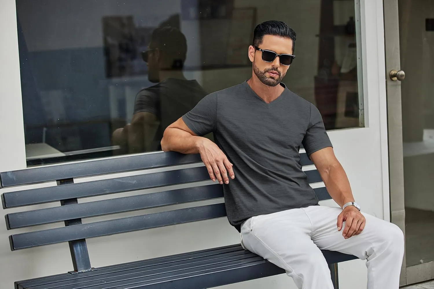 COOFANDY Men's T Shirts Short Sleeve Classic V Neck T-Shirt Casual Summer Basic Tee Shirt