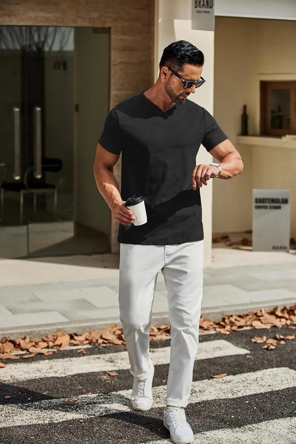 COOFANDY Men's T Shirts Short Sleeve Classic V Neck T-Shirt Casual Summer Basic Tee Shirt