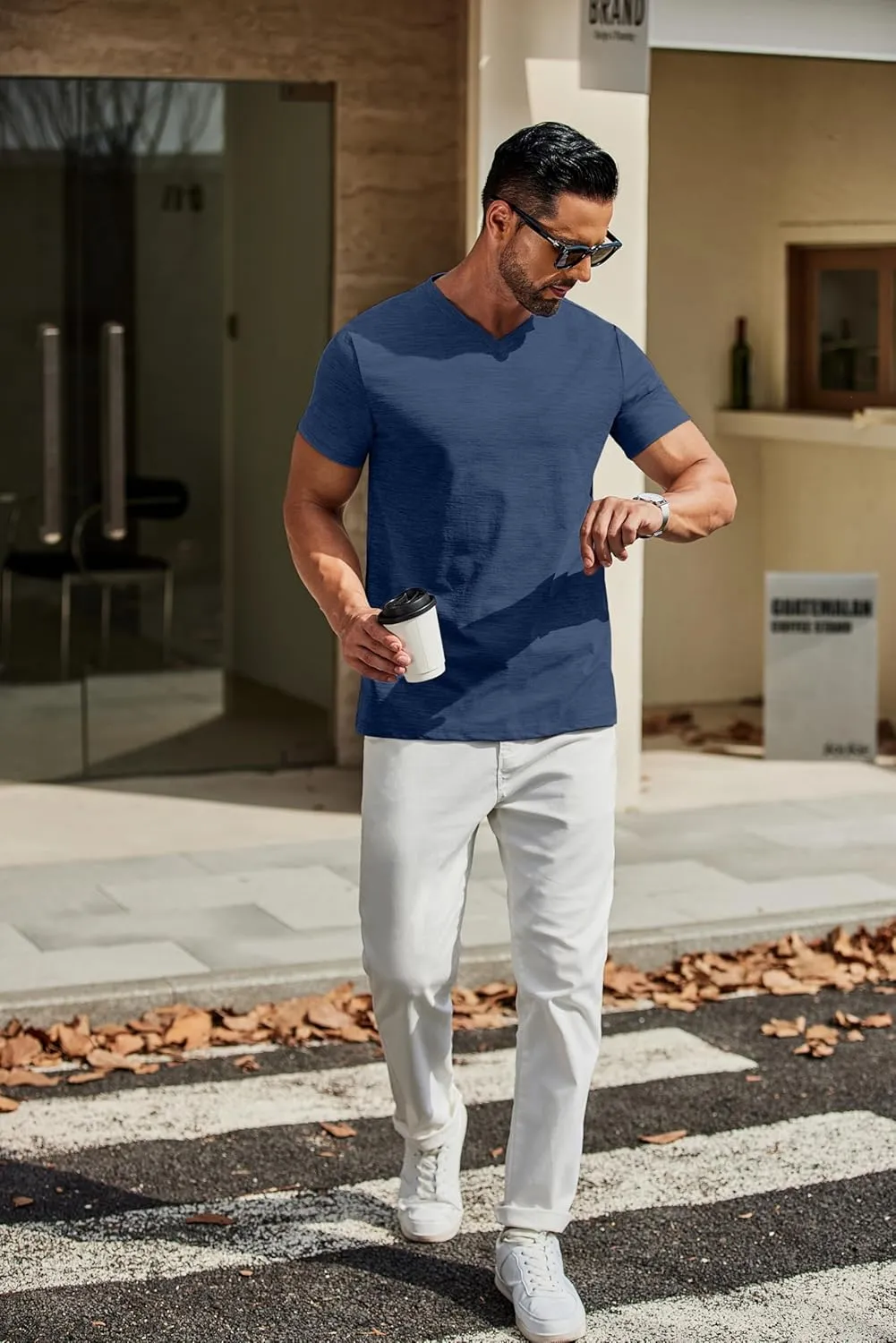 COOFANDY Men's T Shirts Short Sleeve Classic V Neck T-Shirt Casual Summer Basic Tee Shirt