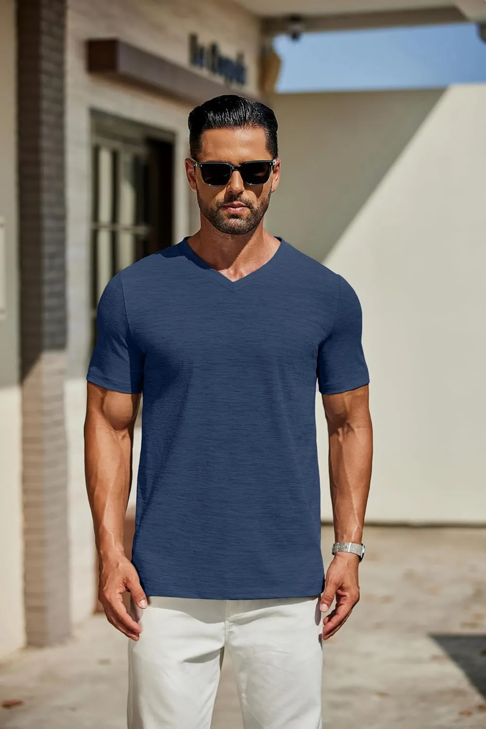 COOFANDY Men's T Shirts Short Sleeve Classic V Neck T-Shirt Casual Summer Basic Tee Shirt