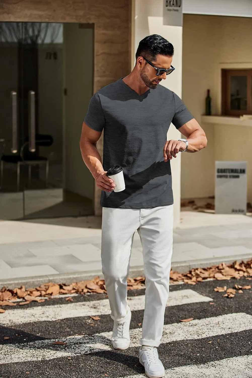 COOFANDY Men's T Shirts Short Sleeve Classic V Neck T-Shirt Casual Summer Basic Tee Shirt