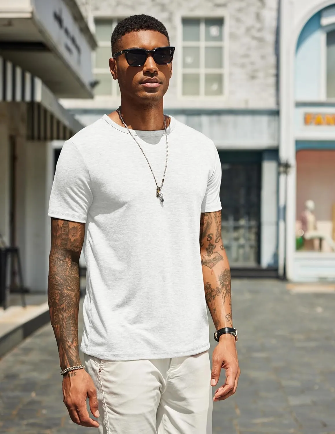 COOFANDY Men's T Shirts Short Sleeve Soft Crew Neck Lightweight Tee Shirts Casual Summer Basic Tops