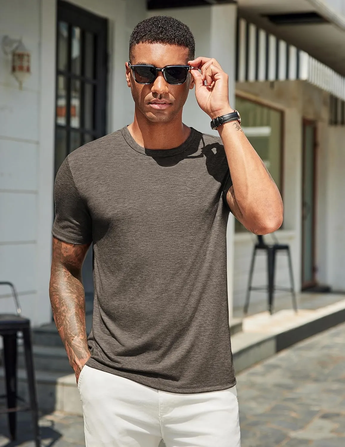 COOFANDY Men's T Shirts Short Sleeve Soft Crew Neck Lightweight Tee Shirts Casual Summer Basic Tops