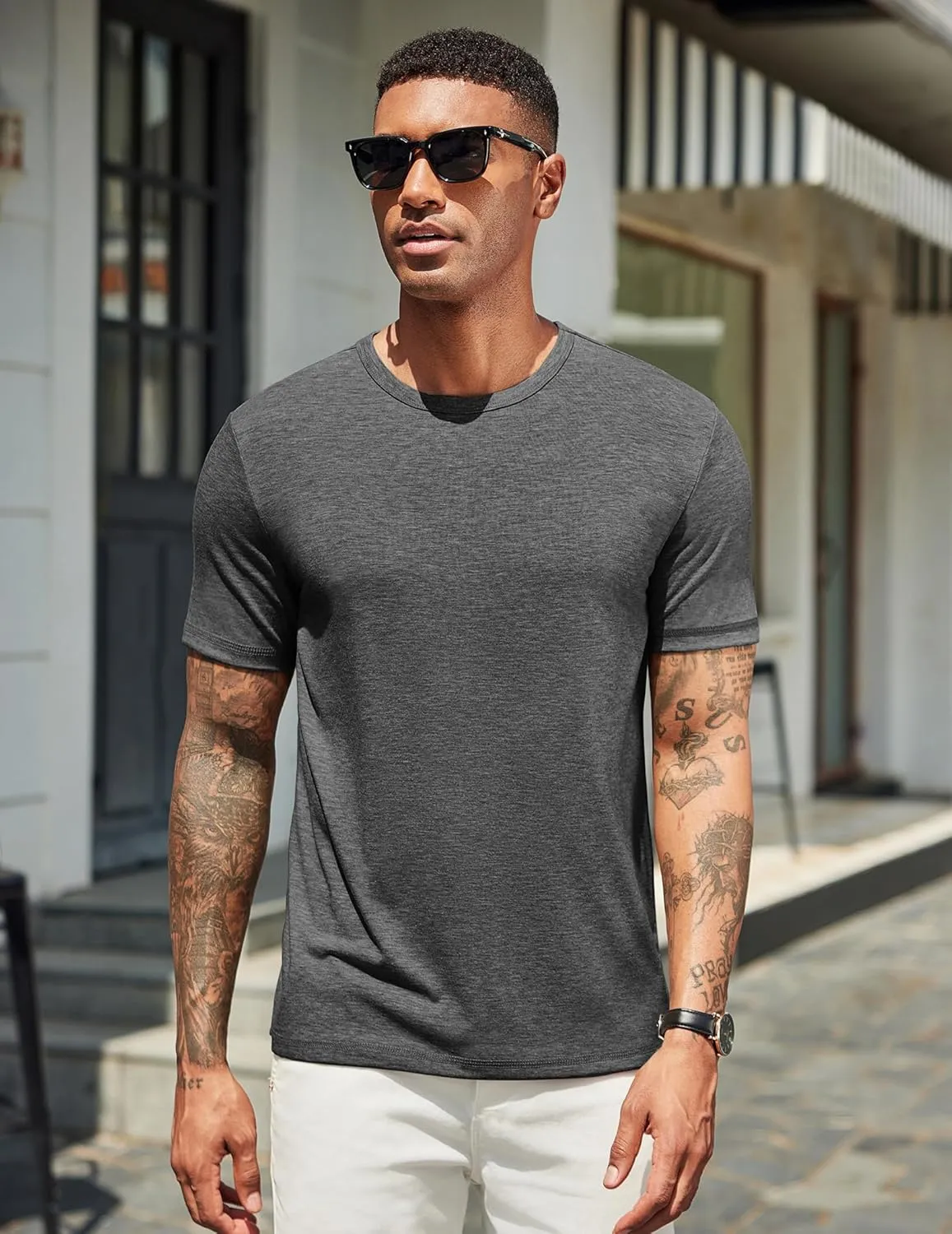 COOFANDY Men's T Shirts Short Sleeve Soft Crew Neck Lightweight Tee Shirts Casual Summer Basic Tops