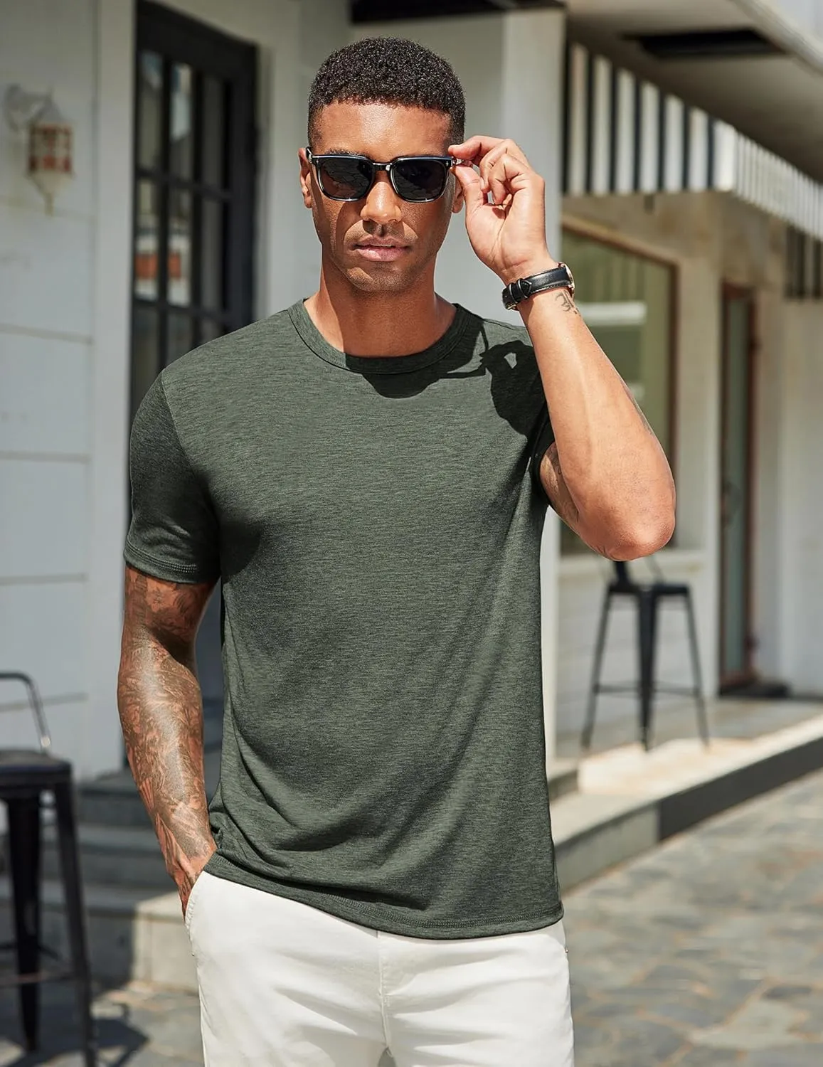 COOFANDY Men's T Shirts Short Sleeve Soft Crew Neck Lightweight Tee Shirts Casual Summer Basic Tops