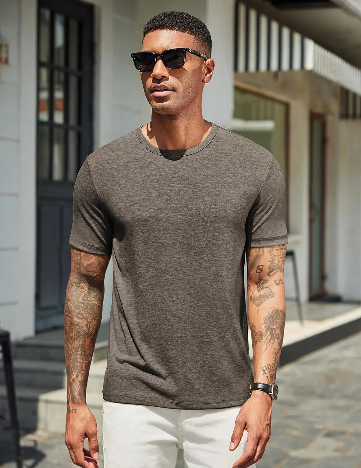 COOFANDY Men's T Shirts Short Sleeve Soft Crew Neck Lightweight Tee Shirts Casual Summer Basic Tops