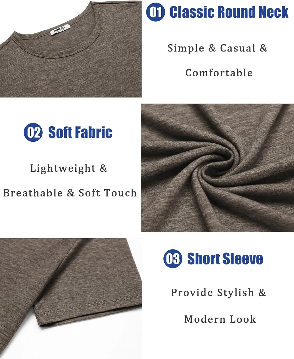 COOFANDY Men's T Shirts Short Sleeve Soft Crew Neck Lightweight Tee Shirts Casual Summer Basic Tops