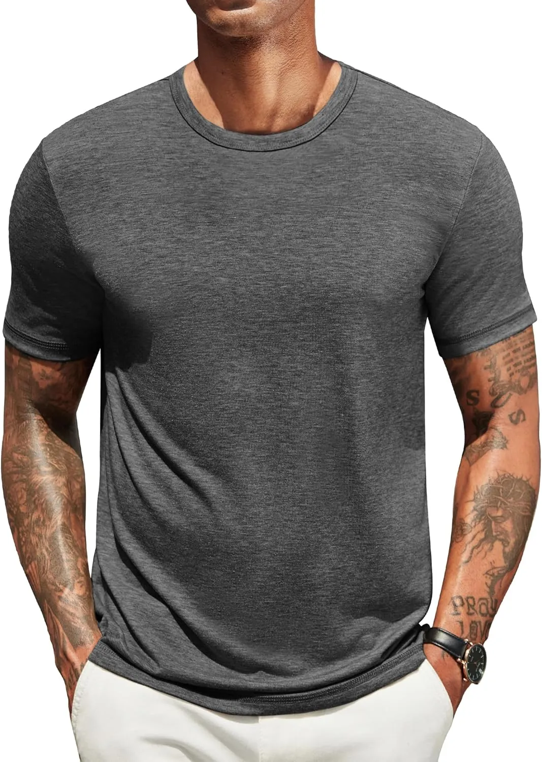 COOFANDY Men's T Shirts Short Sleeve Soft Crew Neck Lightweight Tee Shirts Casual Summer Basic Tops