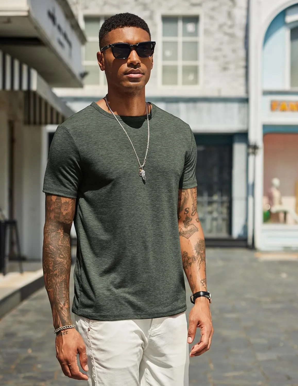 COOFANDY Men's T Shirts Short Sleeve Soft Crew Neck Lightweight Tee Shirts Casual Summer Basic Tops