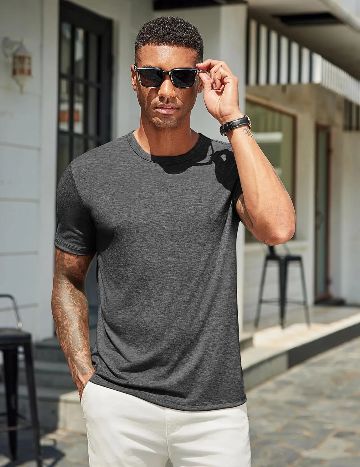 COOFANDY Men's T Shirts Short Sleeve Soft Crew Neck Lightweight Tee Shirts Casual Summer Basic Tops