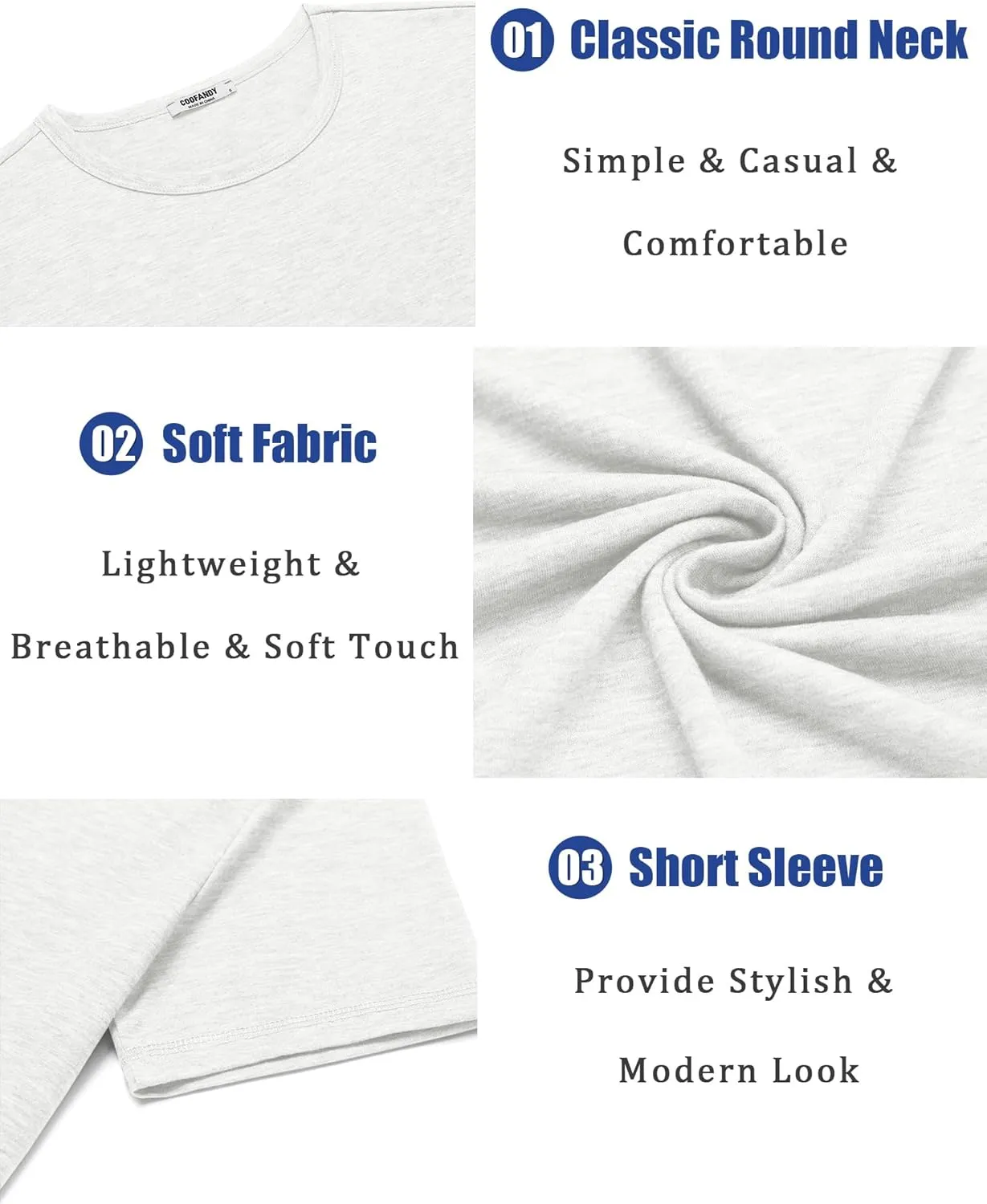 COOFANDY Men's T Shirts Short Sleeve Soft Crew Neck Lightweight Tee Shirts Casual Summer Basic Tops