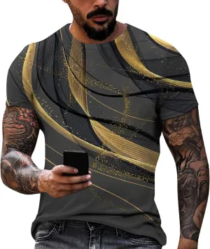 Cool T Shirts for Men with Designs,3D Printed Graphic Tees Basic Short Sleeve Crewneck Summer Tops Casual Slim Tees