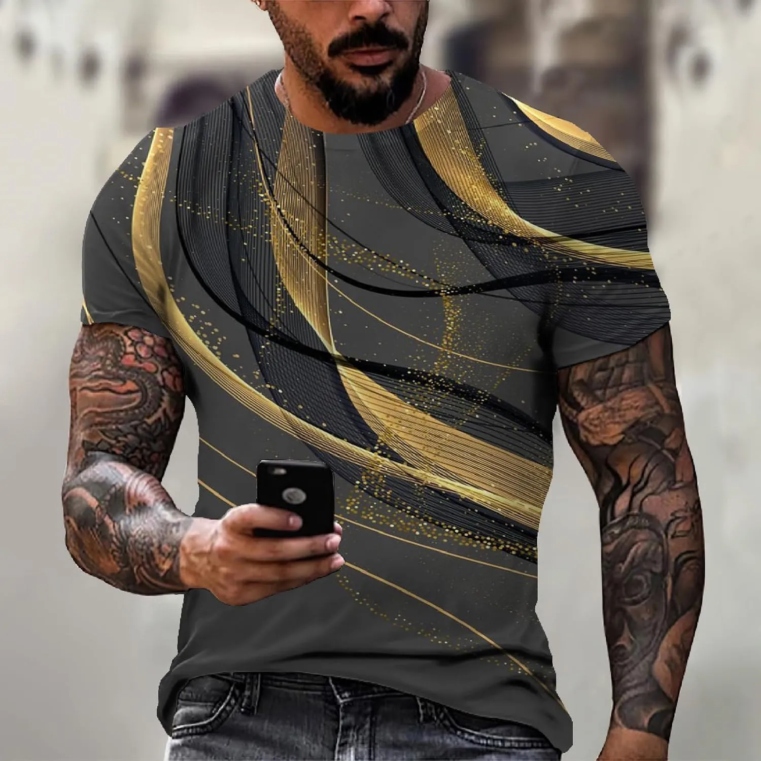 Cool T Shirts for Men with Designs,3D Printed Graphic Tees Basic Short Sleeve Crewneck Summer Tops Casual Slim Tees