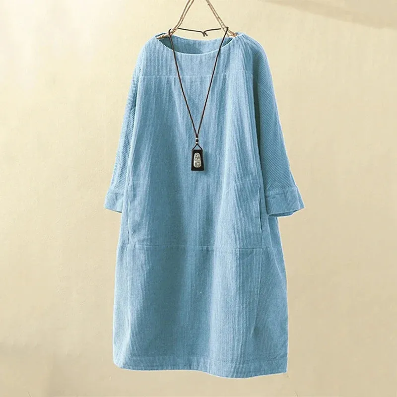Corduroy Retro Casual Women's Mini Dress